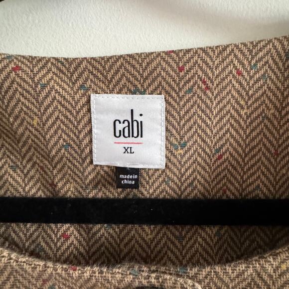 Cabi Penny Blazer Brown Polka Dot Button Up Front Pocket Long Sleeve Sz XL - Picture 3 of 6